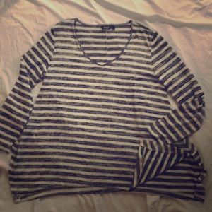 Long-sleeve knit striped thin sweater